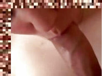 chubby and busty chick working that cock with her kisser