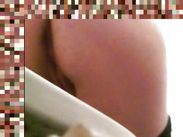 Pretty babe is peeing on the hidden video cam