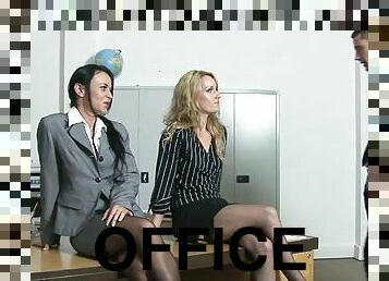 Superb females swap cock at the office in dirty foursome kinks