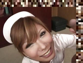 Sexy Japanese nurse gives a hot blowjob