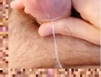 Closeup morning cumshot