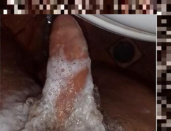 Handsome daddy jerking off in the shower