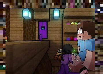 HornyCraft Step Witch is Sucking Cock While Steve Simping On Alex