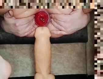 Giant dildo in my ass