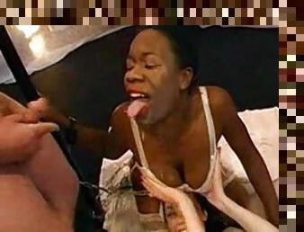 Cum sharing girls in interracial scene