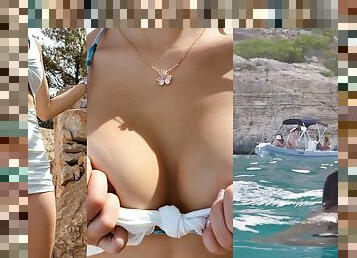 REAL Outdoor public sex, showing pussy and underwater creampie