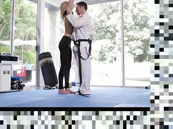 Skinny blonde babe emma hix pussy ripped by her mma trainer