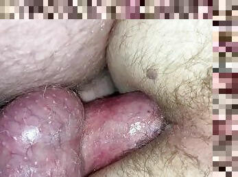 Married gay gets sloppy seconds using cum as lube