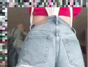 Female Atomic Wedgie in Denim Shorts