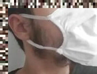 White mask to not show my face There cum on my mouth