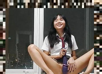 asiático, mayor, orgasmo, colegiala-schoolgirl, delgada, squirting, japonés, 18-años, mona, vieja