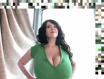 Rachel Aldana - Green Tight Shirt 1