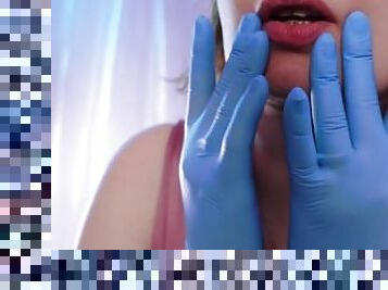 ASMR: medical nitrile gloves, touching face, relaxing sounds, SFW free video (Arya Grander)