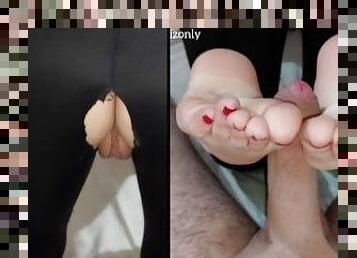 ripped leggings - footjob