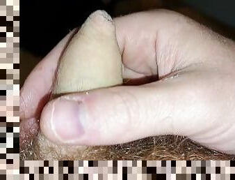 Watch my little uncut cock get hard and spurt cum on myself ????