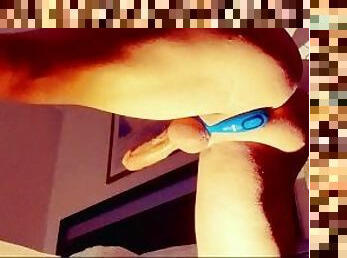 Throbbing cock while vibrating my prostate!!
