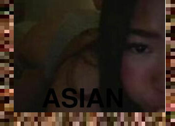 Asian girl practices sucking cock