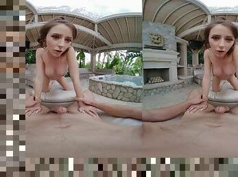 VR BANGERS nude Charlie Summer sucks cock in the jacuzzi - outdoor sex in first person, VR porn