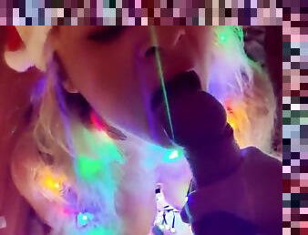 Sister Christmas POV Blowjob, Cum in Mouth, Part 2