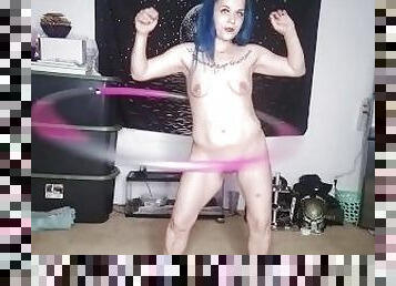 Blue Hair Nude Hula Hooping Milf