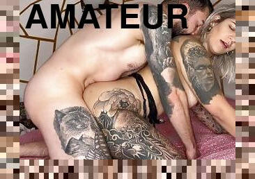 Tattooed amateur Couple are fucking very hard in their room