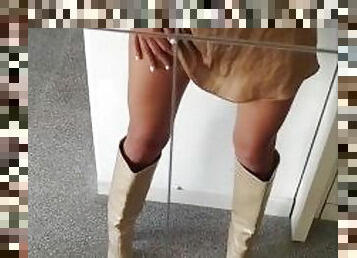 I show you my favorite boots so you can jerk off with my legs