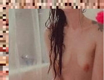 Eden rides dildo in shower - Soaking wet pussy