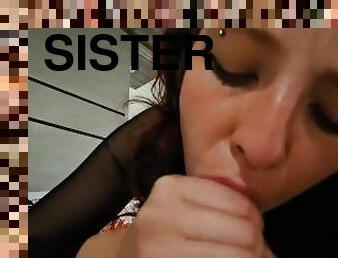 I'm left alone with my redhead stepsister and she gives me a blowjob until I cum POV