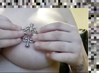 nipple clamp and breast bondage compilation video - ghost nipples clamped and pinched