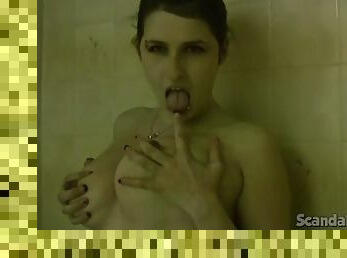 Busty teen girlfriend in the shower teasing the camera