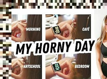 MY HORNY DAY: morning big nipples, weeting in cafe, anal licking at artschool, ass fuck at home