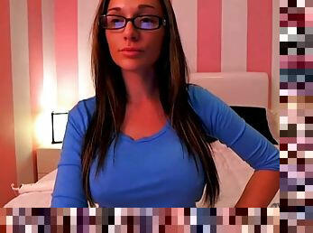 Glasses and perky fake tits in webcam porn