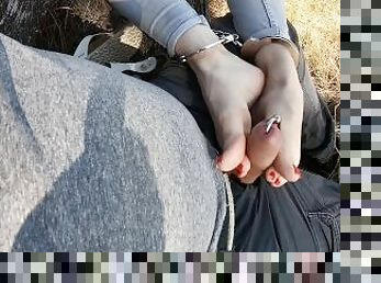 Footjob with Cuffs