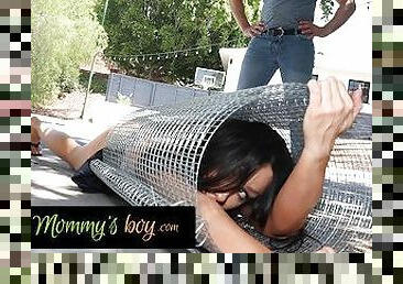 MOMMY'S BOY - Stacked MILF Gets Hard Fucked By Her Pervert Hung Gardener While Stuck In A Fence