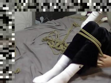 Chinese bondage in white socks