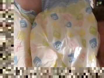 chubby bear huffs his diaper and jerks off