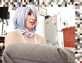 Cosplay Rem- Pequeña Rem hambrienta de verga se tragó hasta la ultima gota de semen