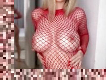 Big BOOBS in red fishnet