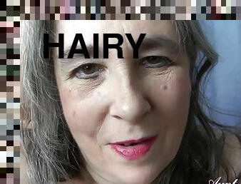 Hairy brunette mature GILF grandma Grace solo - Big saggy tits