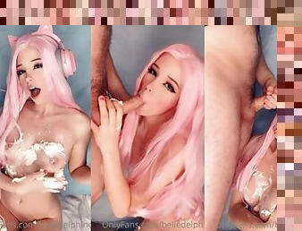 Belle Delphine gives blowjob before cumshot porn video