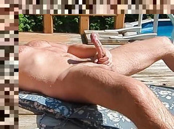 Masturbation and tanning by the pool (with cumshot)