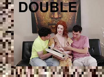 Red-haired Chick Enjoys Two Dicks During A Threesome With Ariel Darling And Parker Ambrose