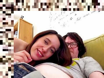 Leeds nerd cums on cock sucking babes face