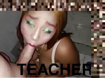 The teacher cant stand it and offers private classes to fuck his student