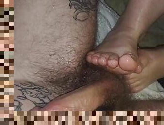 Absolutely dripping footjob