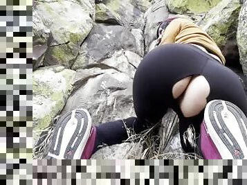Girl Farts and Shows Her Asshole on Hiking Date (Ripped Pants, Voyour, Farting)