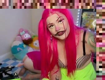 Clown Goddess uses fuck machine on sub - OF TEASER