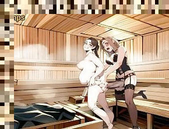 Lesbian with strapon fucks pregnant roommate in the Sauna - Hentai Cartoon Porn Animation