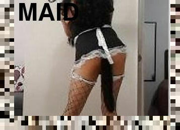 Sexy sissy maid dancing and spanking her ass