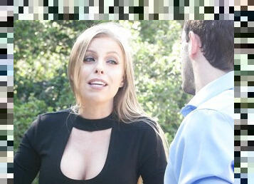 Foxy wife Britney Amber drops her dress for a wild quickie